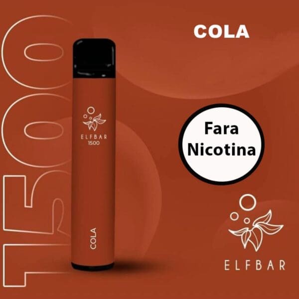 Elf Bar 1500, Cola, fara nicotina 0% (0mg), autonomie 1500 PUFF, vape fara nicotina