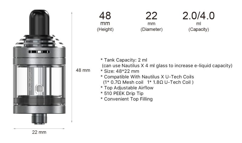 Atomizor Aspire Nautilus XS 2ml Gunmetal