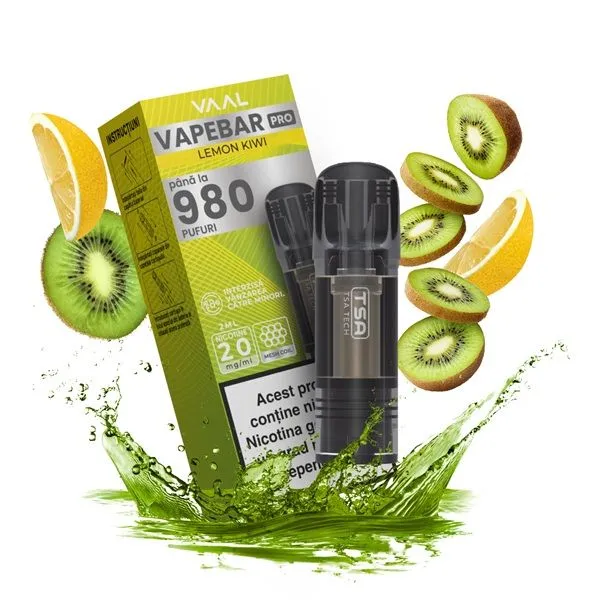 Cartus Vapebar PRO 980 pufuri 20mg - Lemon Kiwi Cartus Vapebar PRO 980 pufuri 20mg - Lemon Kiwi