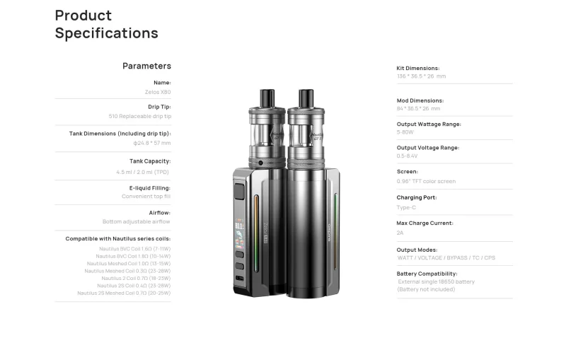 Kit Aspire Zelos X80