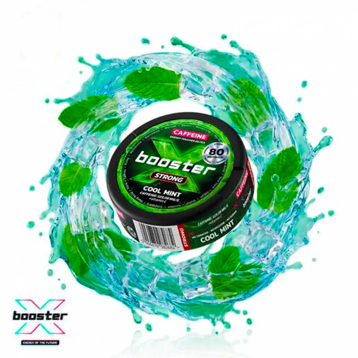 Pliculețele X-Booster cu Cofeină Cool Mint 80mg