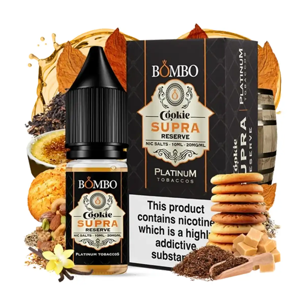 Lichid Bombo Platinum Tobacco Nic Salt Cookie Supra Reserve 20mg 10ml