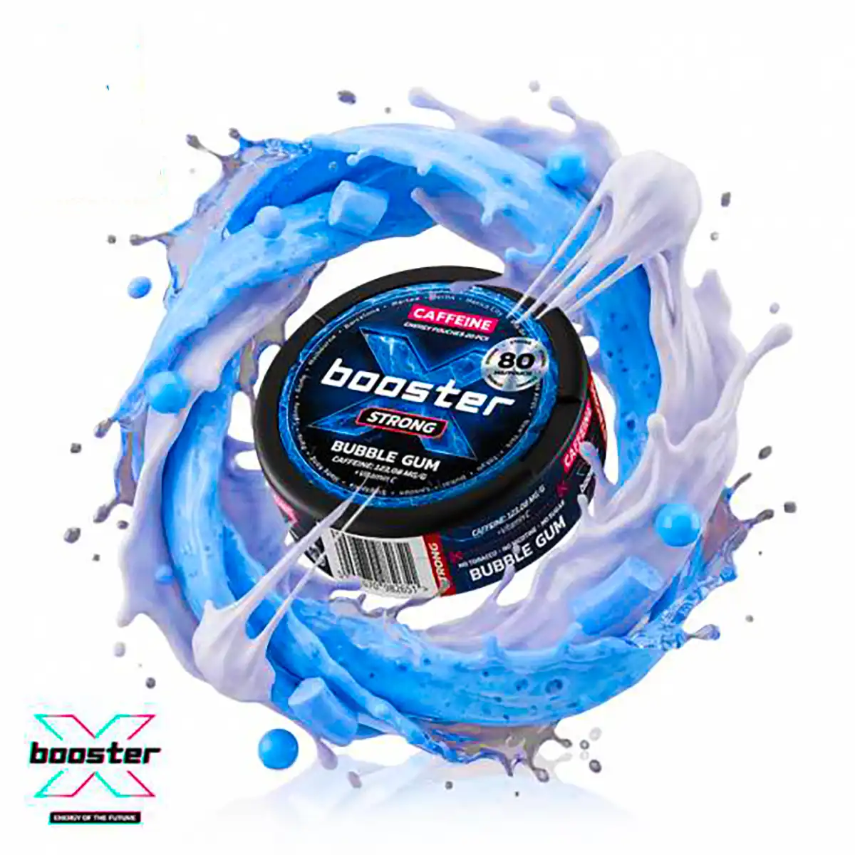Pliculețele X-Booster cu Cofeină Bubblegum 80mg