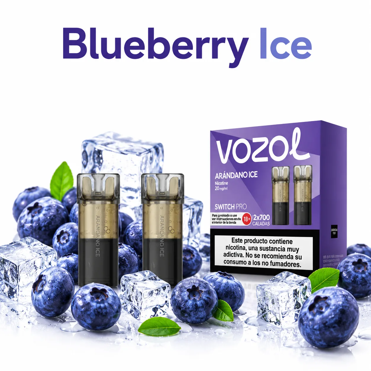 Set 2 Capsule Vozol Switch Pro 700 Blueberry Ice 20mg 2ml (Arándano Ice)