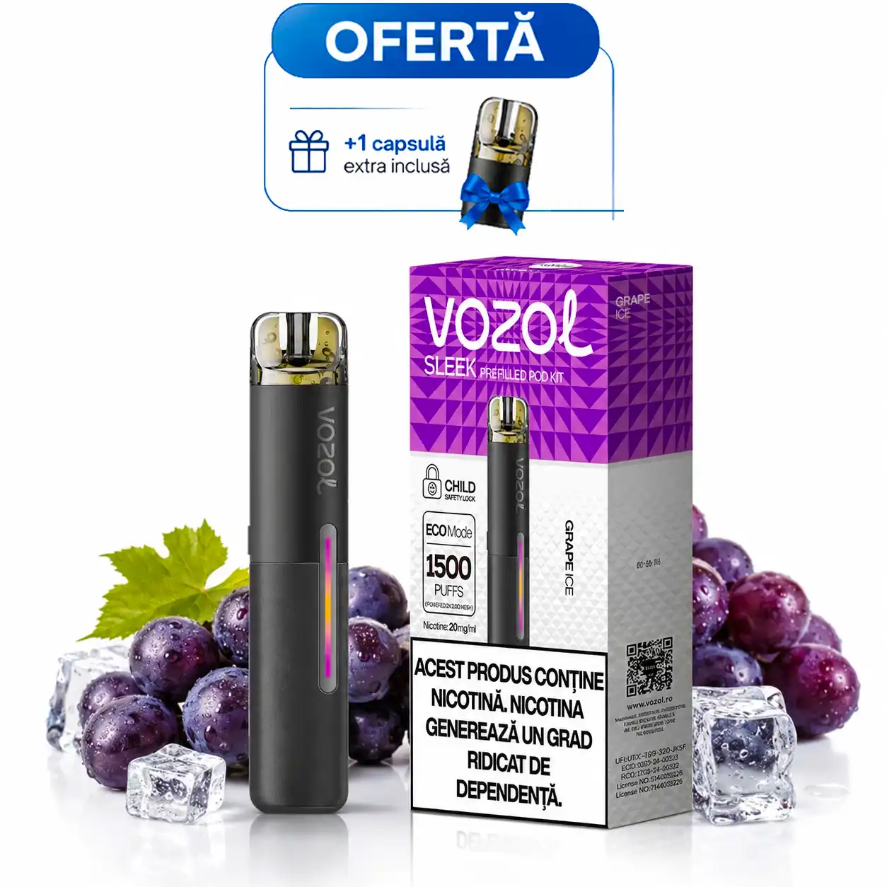 Kit VOZOL Sleek Grape Ice 600mAh 2% 2ml