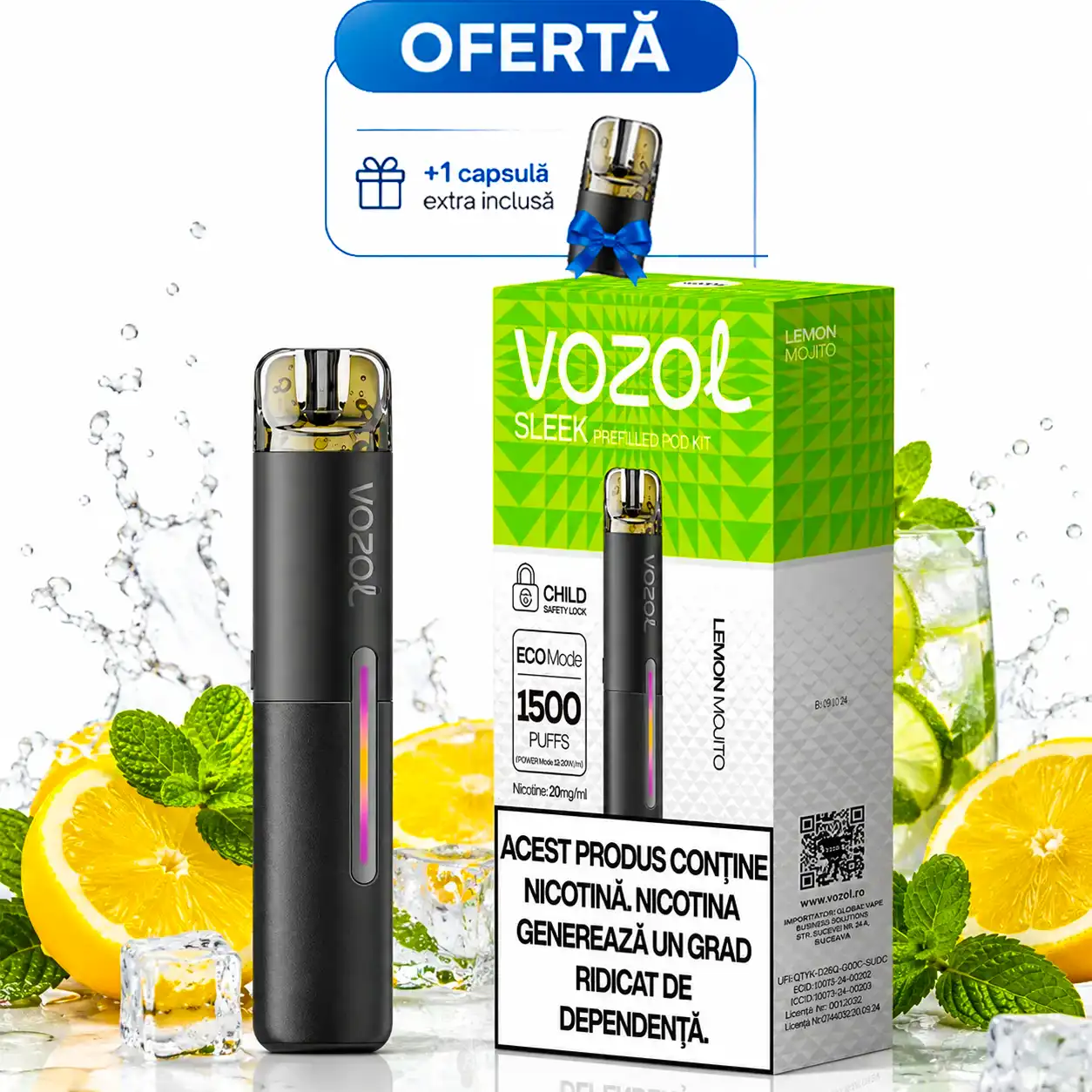 Kit VOZOL Sleek Lemon Mojito 600mAh 2% 2ml