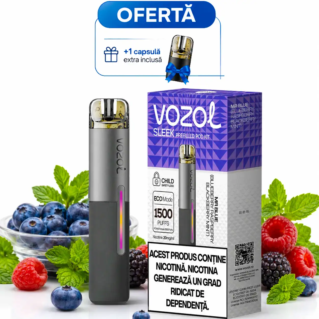 Kit VOZOL Sleek Mr Blue 600mAh 2% 2ml