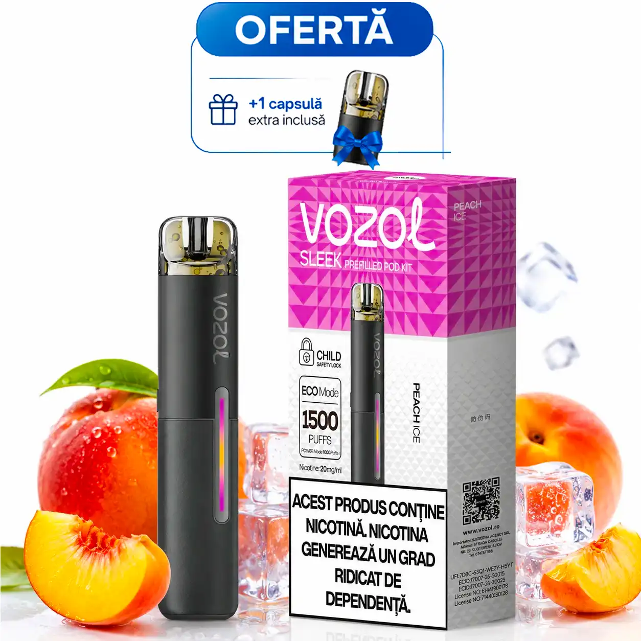 Kit VOZOL Sleek Peach Ice 20mg 600mAh 2% 2ml
