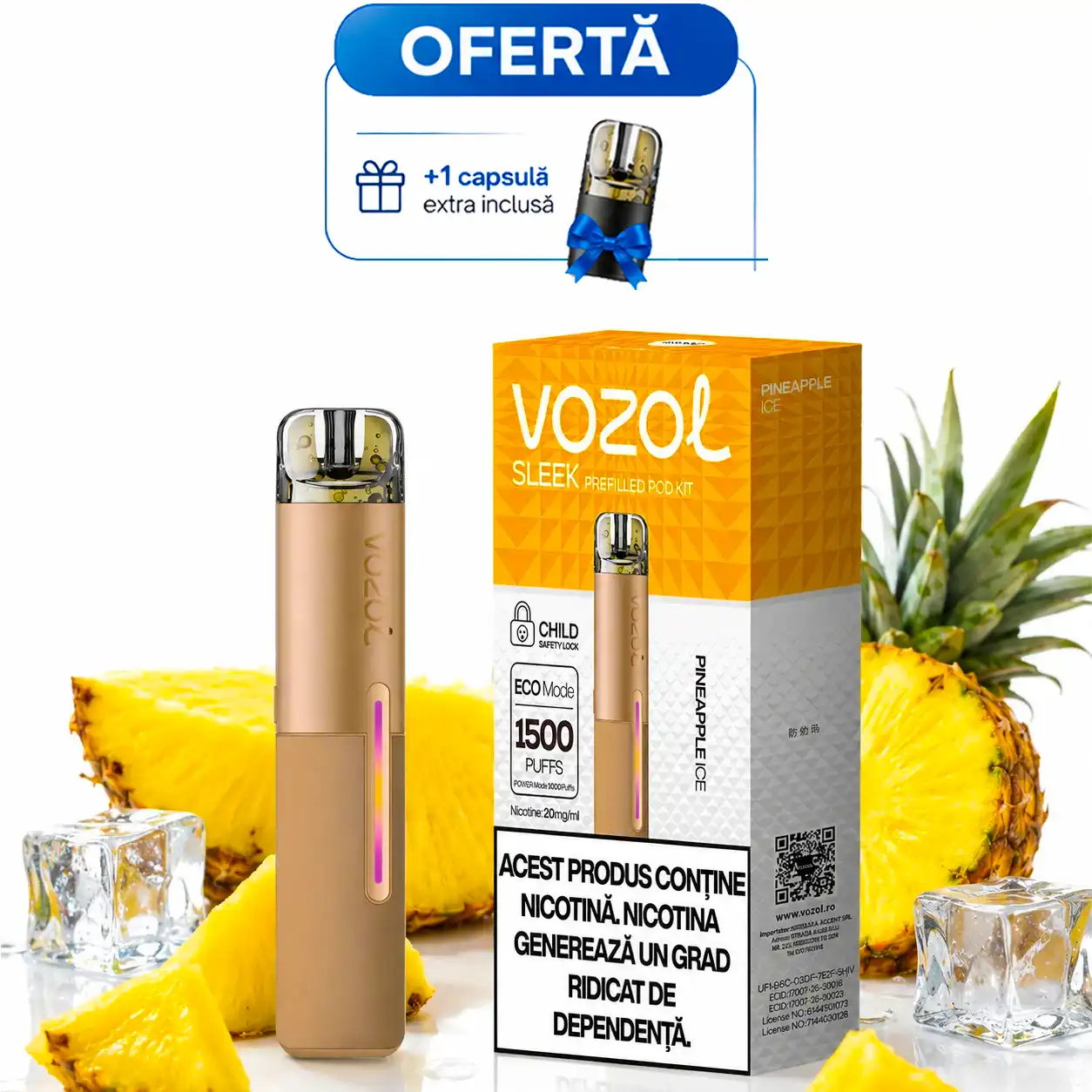 Kit VOZOL Sleek Pineapple Ice 20mg 600mAh 2% 2ml