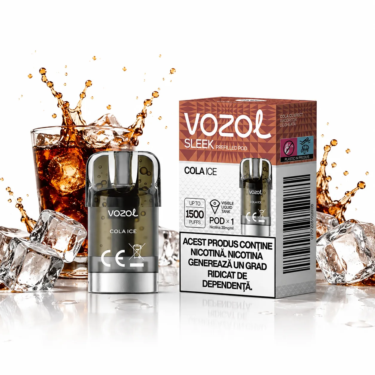 Capsula Vozol Sleek 1500 pufuri Cola Ice 2% 2ml