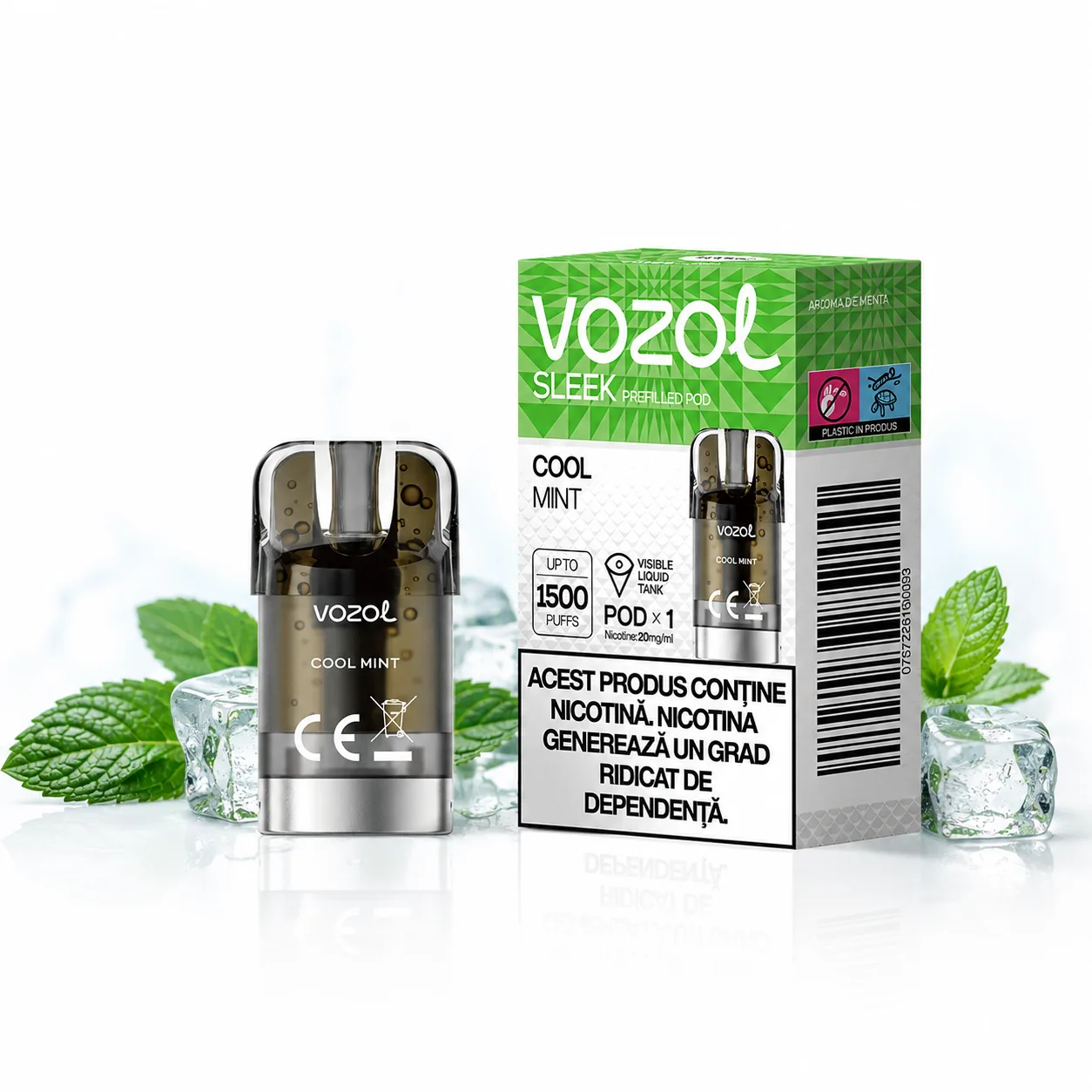Capsula Vozol Sleek 1500 pufuri Cool Mint 2% 2ml