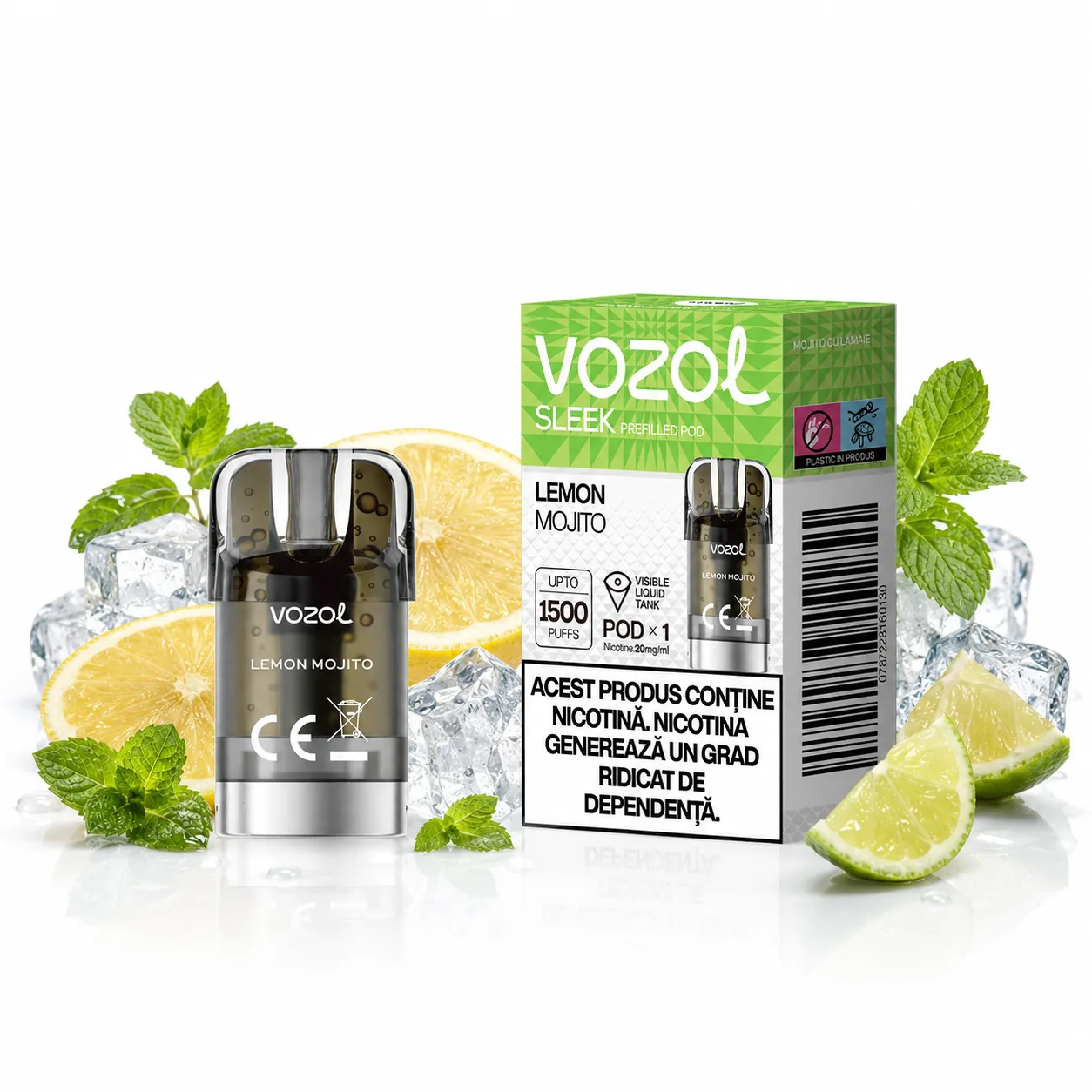 Capsula Vozol Sleek 1500 pufuri Lemon Mojito 2% 2ml