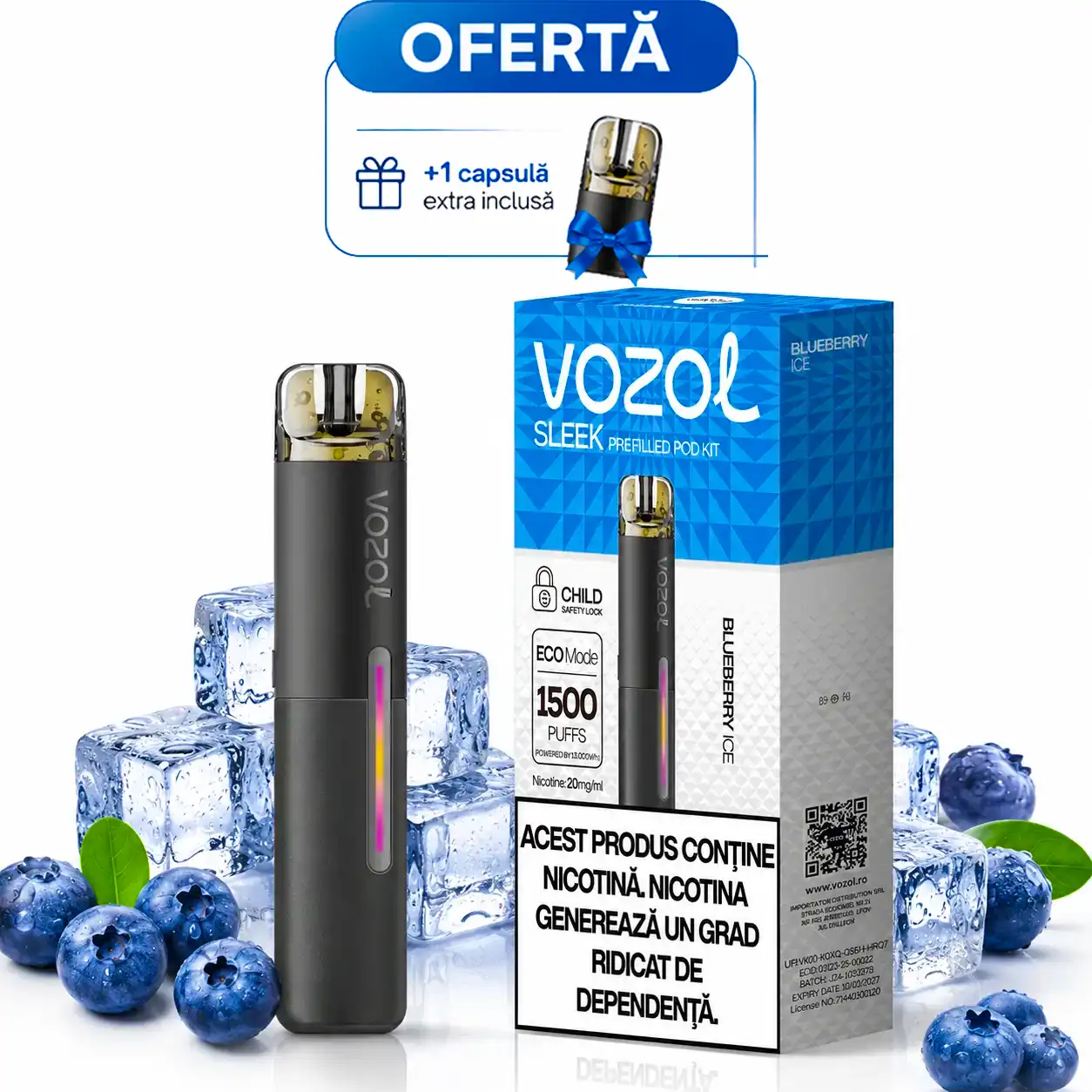 Kit VOZOL Sleek Blueberry Ice 600mAh 2% 2ml